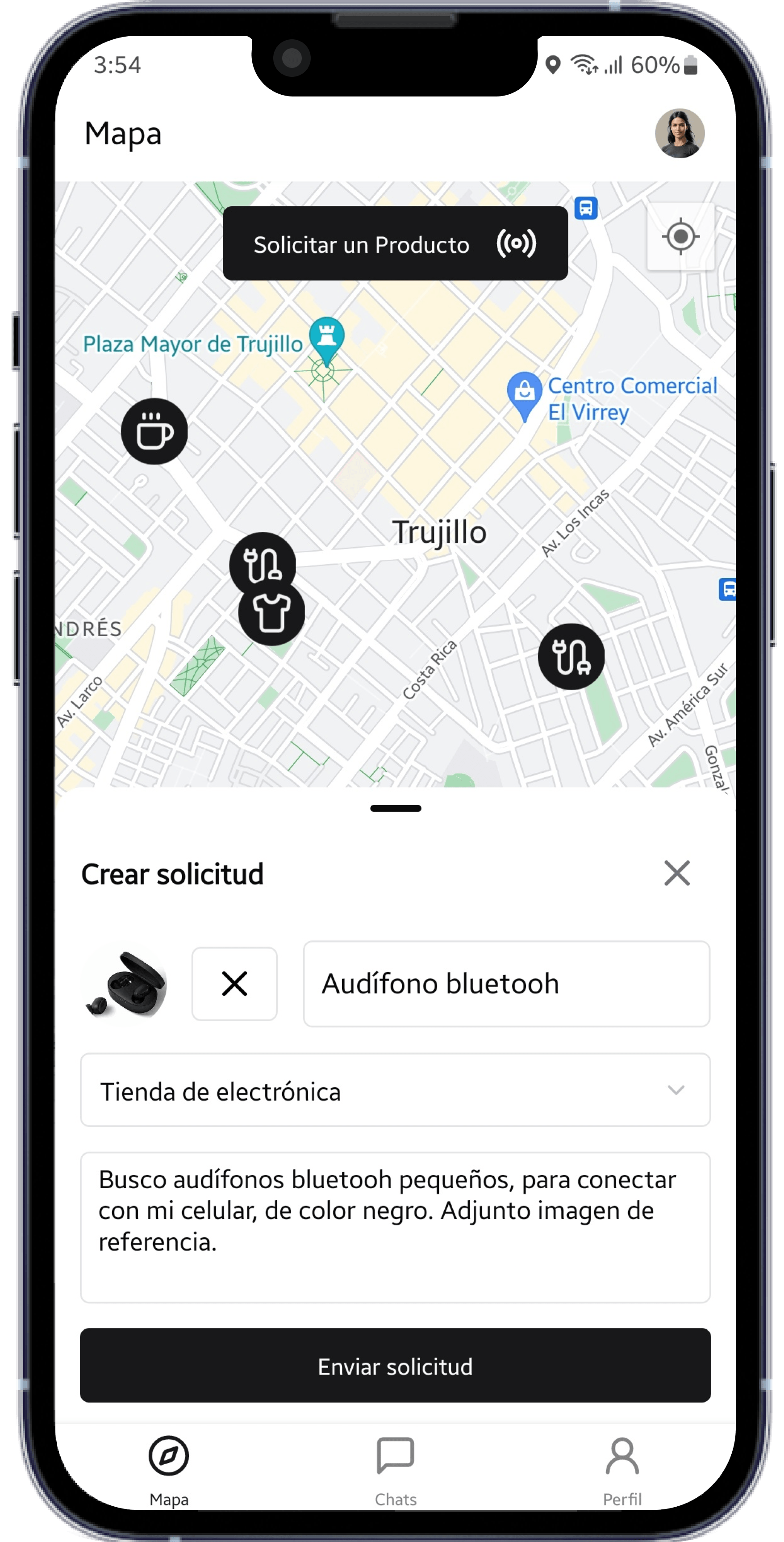 LocalChat Crear Solicitud